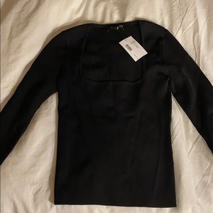NWT Intermix Black Ribbed Knit Top